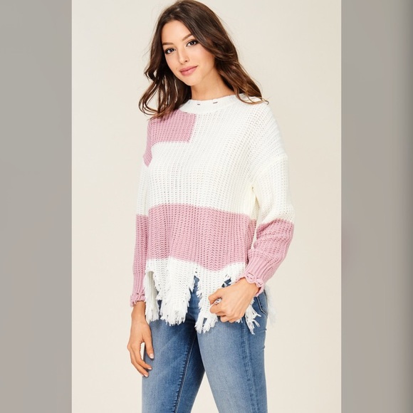 🛍FLASH!! ⚡️⚡️Distressed Color Block Sweater - Picture 7 of 7
